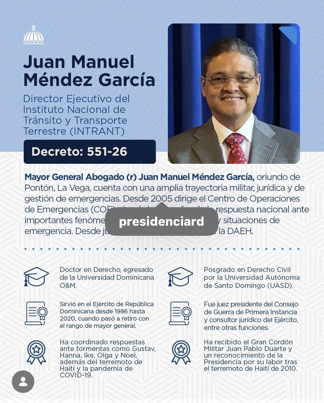 Presidente Abinader inicia cambios en el tren gubernamental: designa a general Juan Manuel Méndez en Intrant